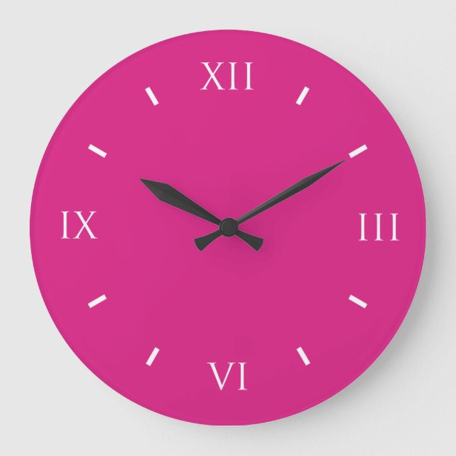 Vivid Cerise Top Colour Design Large Clock (Front)