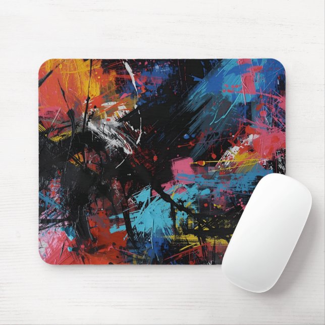 Vivid Chaos – Bold Abstract Expressionist Art Prin Mouse Pad (With Mouse)
