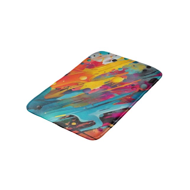 Vivid Chaos Splash Graffiti Bath Mat (Angled)