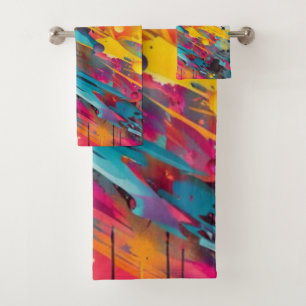 Vivid Chaos Splash Graffiti Bath Towel Set