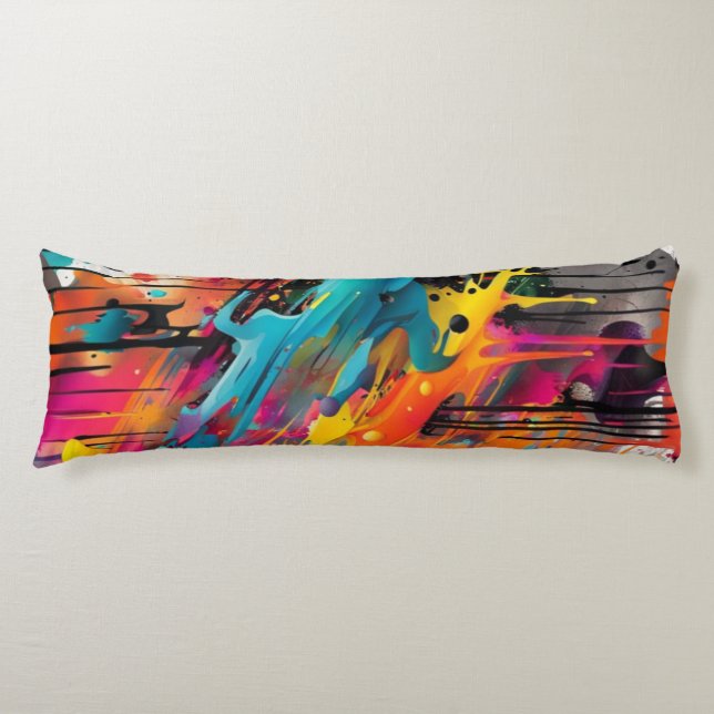 Vivid Chaos Splash Graffiti Body Cushion (Front)