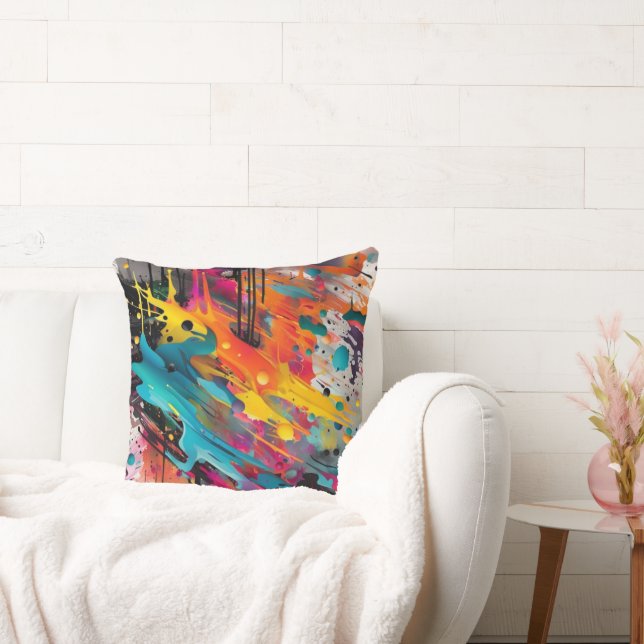 Vivid Chaos Splash Graffiti Cushion (Couch)