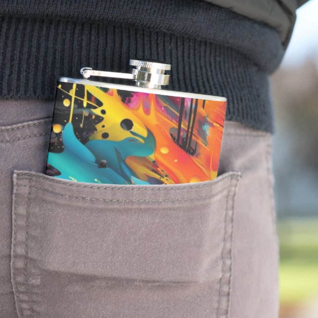 Vivid Chaos Splash Graffiti Hip Flask (In Situ)