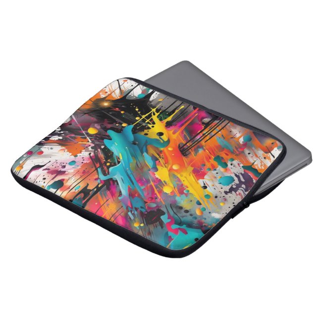 Vivid Chaos Splash Graffiti Laptop Sleeve (Front Top)