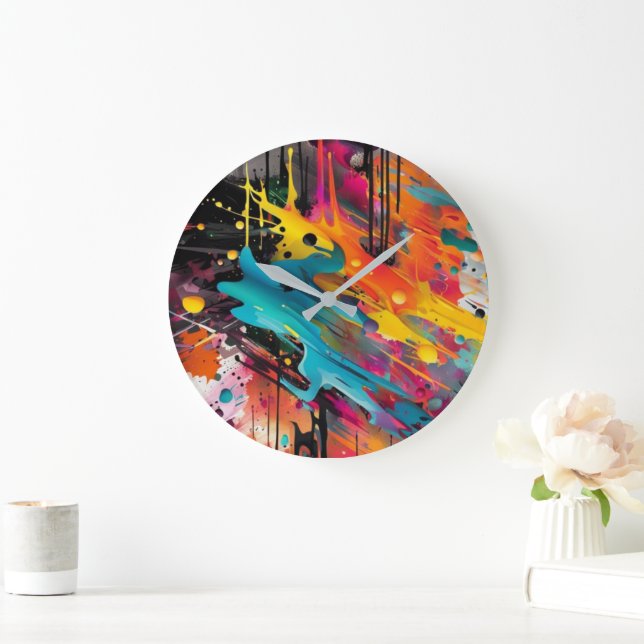 Vivid Chaos Splash Graffiti Large Clock (Home)