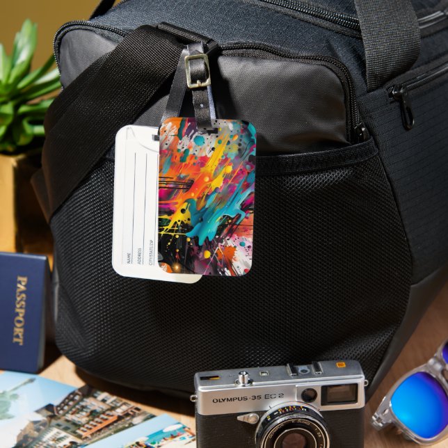 Vivid Chaos Splash Graffiti Luggage Tag (Front & Back)