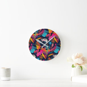 Vivid Chaos Splash Graffiti Round Clock