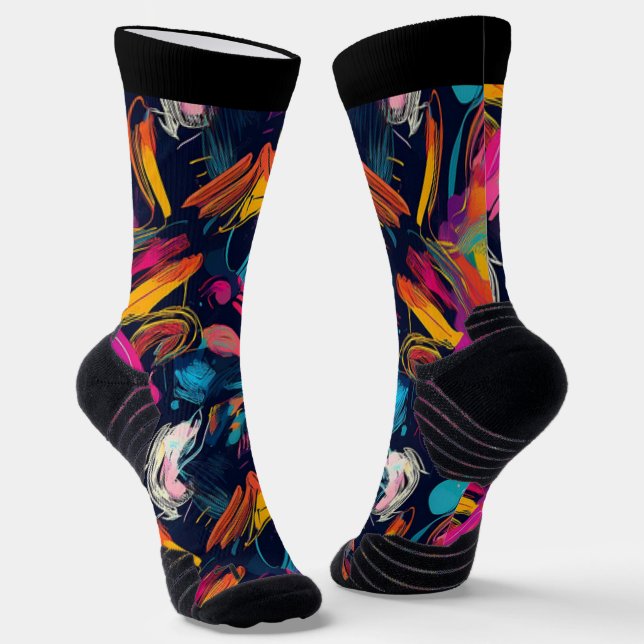 Vivid Chaos Splash Graffiti Socks (Angled)