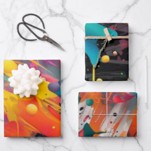 Vivid Chaos Splash Graffiti Wrapping Paper Sheet