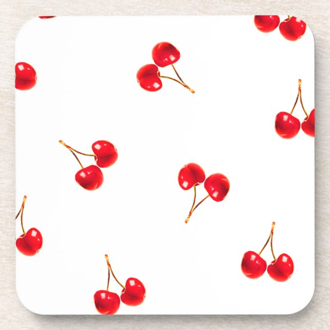 Vivid Cherry Pattern Coaster (Front)