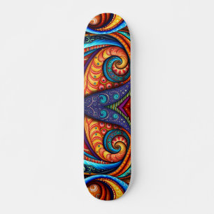 Vivid Colorful Swirls Skateboard