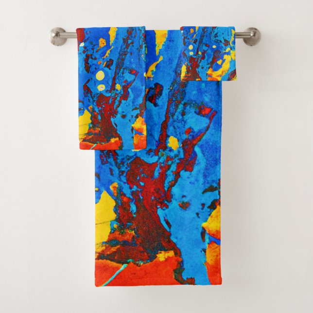 Vivid Colour Abstract Artwork Bath Towel Set (Insitu)