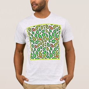 Vivid Colour Burst Leaves Pattern T-Shirt