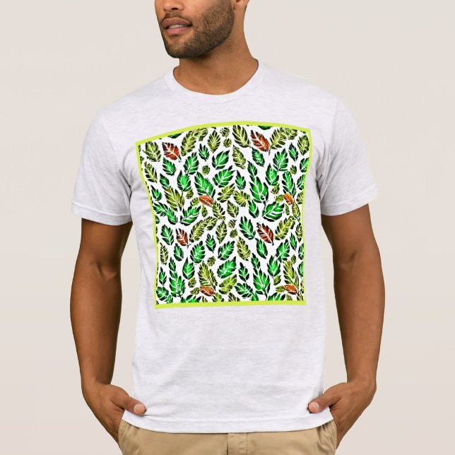 Vivid Colour Burst Leaves Pattern T-Shirt (Front)