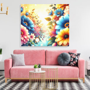 Vivid Colour Flowers Canvas  Print