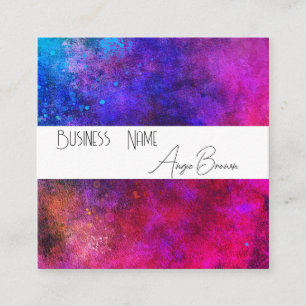  vivid colour splatter pink purple turquoise square business card