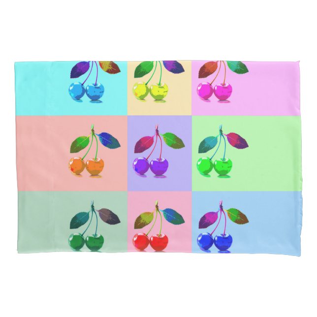 Vivid Colourful Cherries - Pop Art   Pillowcase (Front)