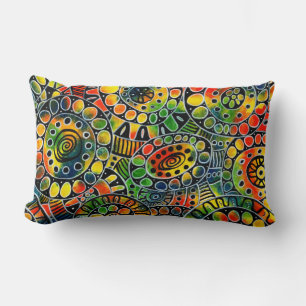 Vivid Colourful Circles and Ovals Original Abstrac Lumbar Cushion