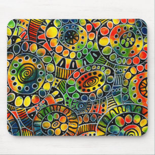 Vivid Colourful Circles and Ovals Original Abstrac Mouse Pad
