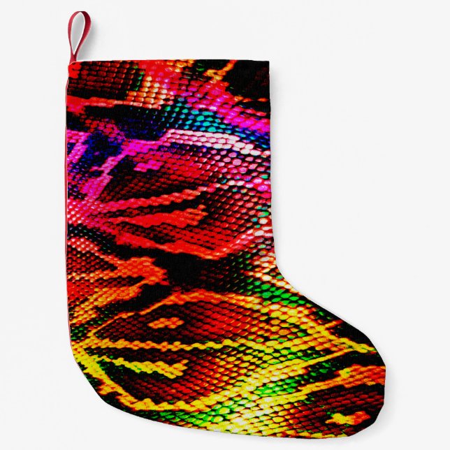 Vivid colourful pattern design made with abstract  small christmas stocking (Front)