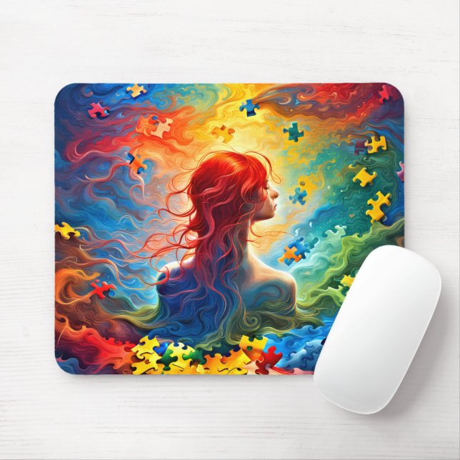 Vivid Colours Autism Mum Mousepad (With Mouse)