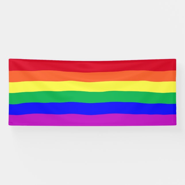 Vivid Colours Gay Pride Flag Classic Rainbow Strip Banner (Horizontal)