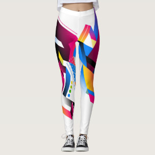 Vivid Colours Geometric Abstract Design Leggings
