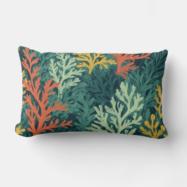 Vivid Coral Forest - Throw Pillow (Front)