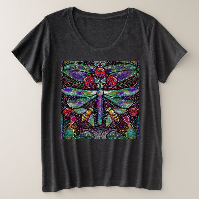 Vivid dragonfly women’s plus size tee shirt (Design Front)