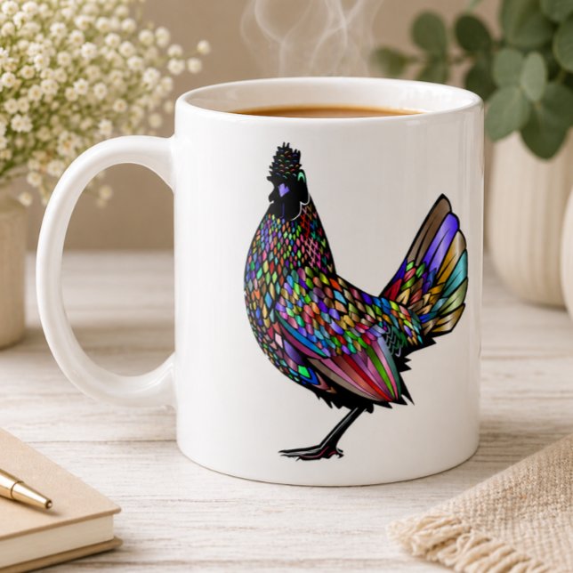 Vivid Eclectic Beautiful  Artistic Rooster Gift Coffee Mug (Creator Uploaded)
