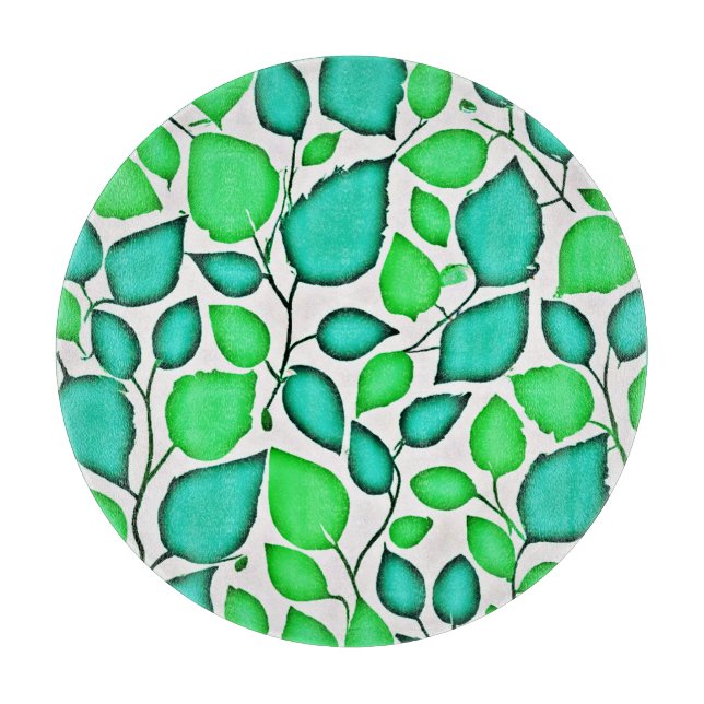 Vivid Elegance Leaves Pattern Cutting Board (Front)