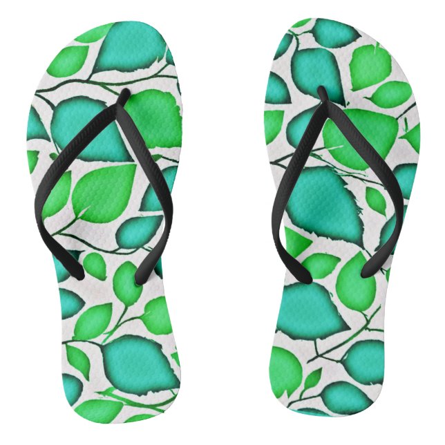 Vivid Elegance Leaves Pattern Jandals (Footbed)
