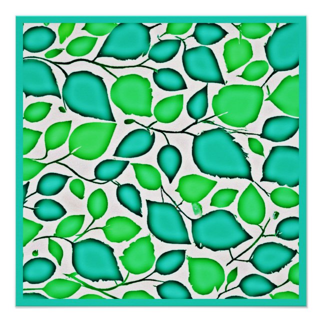 Vivid Elegance Leaves Pattern Poster (Front)