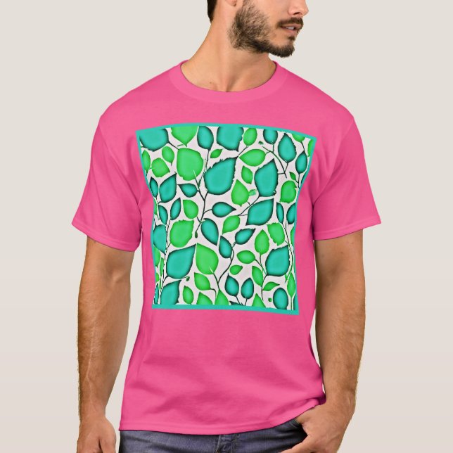 Vivid Elegance Leaves Pattern T-Shirt (Front)