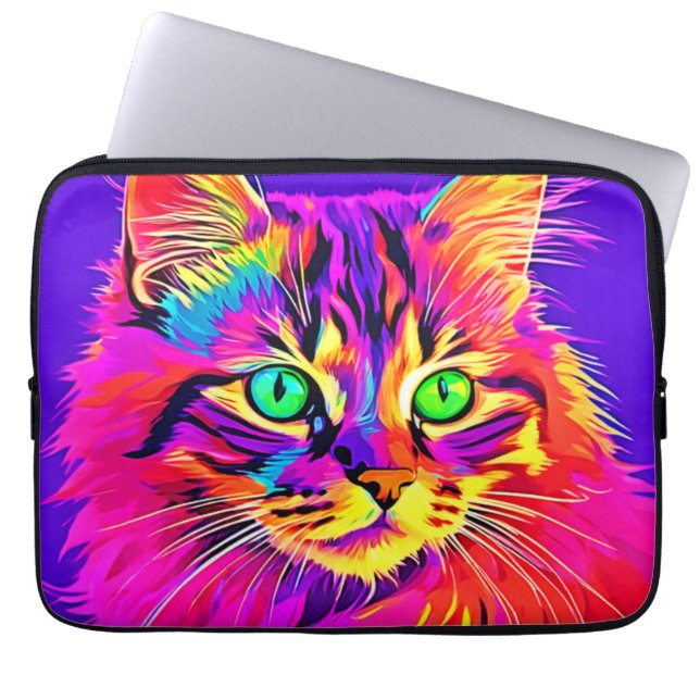 Vivid Feline Design Laptop Sleeve (Front)