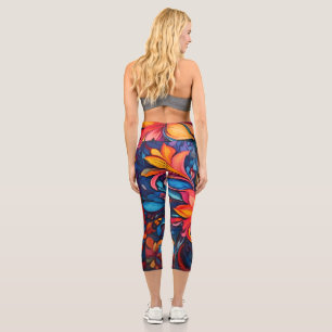 Vivid Floral Abstract Yoga Leggings