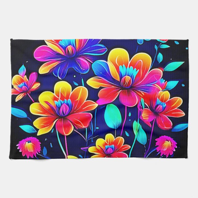 Vivid Floral Bouquet Tea Towel (Horizontal)