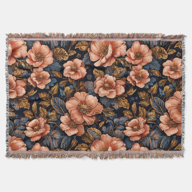 Vivid floral pattern throw blanket (Front)