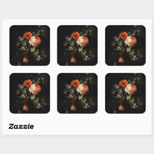 Vivid Florals Dahlia Flowers Square Sticker