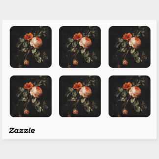 Vivid Florals Dahlia Flowers Square Sticker