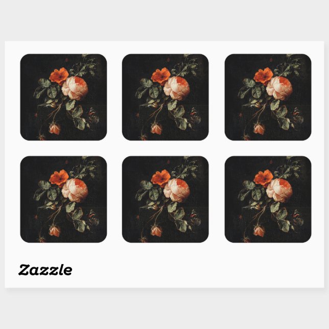Vivid Florals Dahlia Flowers  Square Sticker (Sheet)