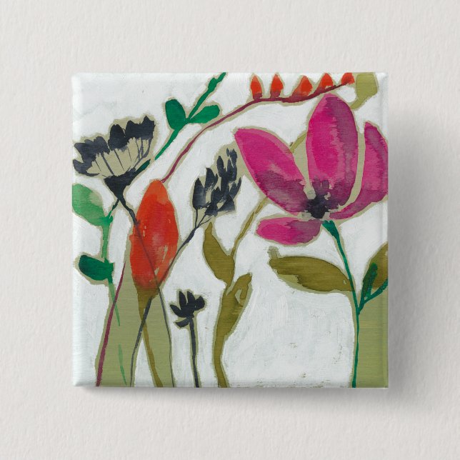 Vivid Flowers 15 Cm Square Badge (Front)