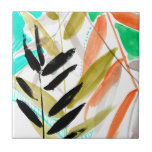 Vivid Fronds II Tile<br><div class="desc">Vivid Fronds II by Jennifer Goldberger. Different coloured fronds and greenery are layered over each other to create a unique tropical piece of art. | 161925Z</div>