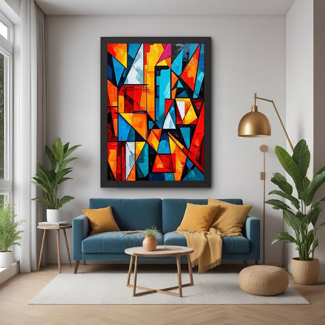 Vivid Geometric Abstract - Dynamic Cubist Wall Art (Creator Uploaded)