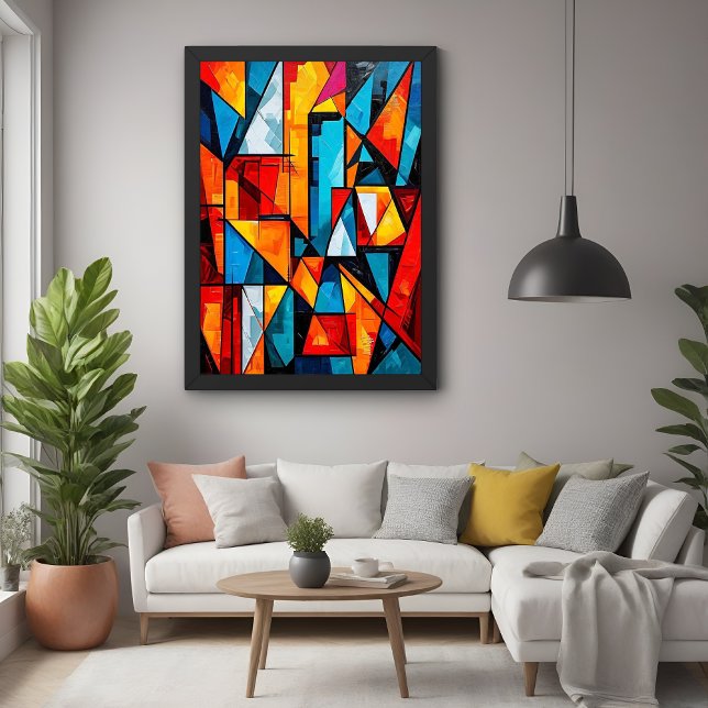 Vivid Geometric Abstract - Dynamic Cubist Wall Art (Creator Uploaded)
