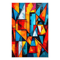 Vivid Geometric Abstract - Dynamic Cubist Wall Art