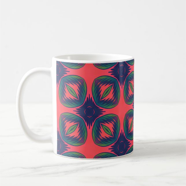 Vivid Geometric Abstract Pattern Coffee Mug (Left)