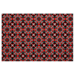 Vivid Geometric Mandala Design with Red, Black Fabric