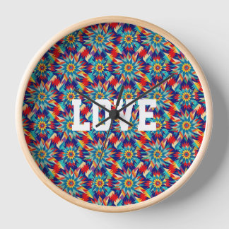 Vivid Geometric Trippy Multicolored Energetic Clock