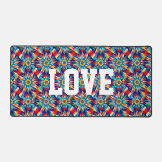 Vivid Geometric Trippy Multicolored Energetic Desk Mat